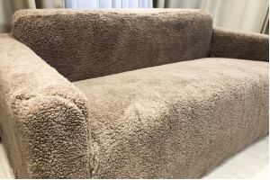 Чехол на трехместный диван плюшевый Venera "Sofa soft", Кофейный